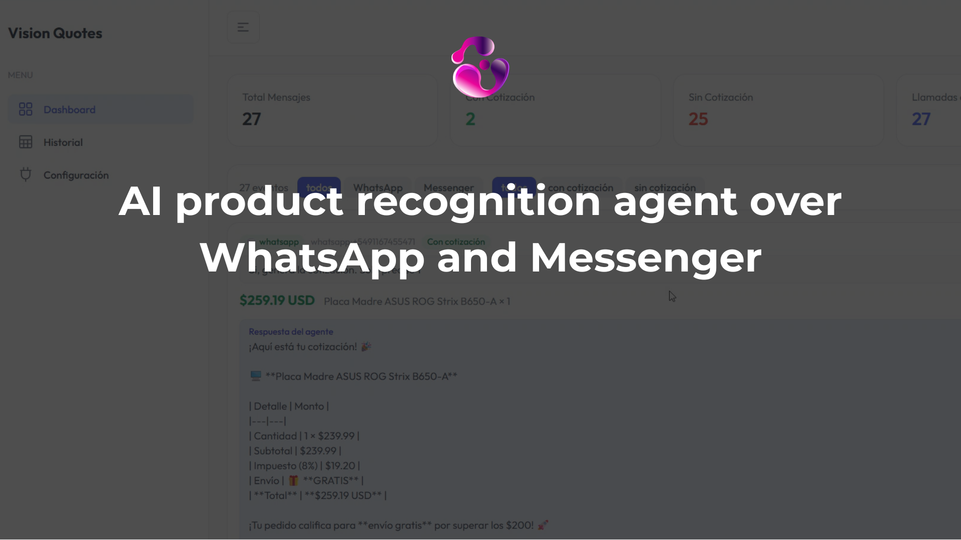 AI product recognition agent over WhatsApp and Messenger