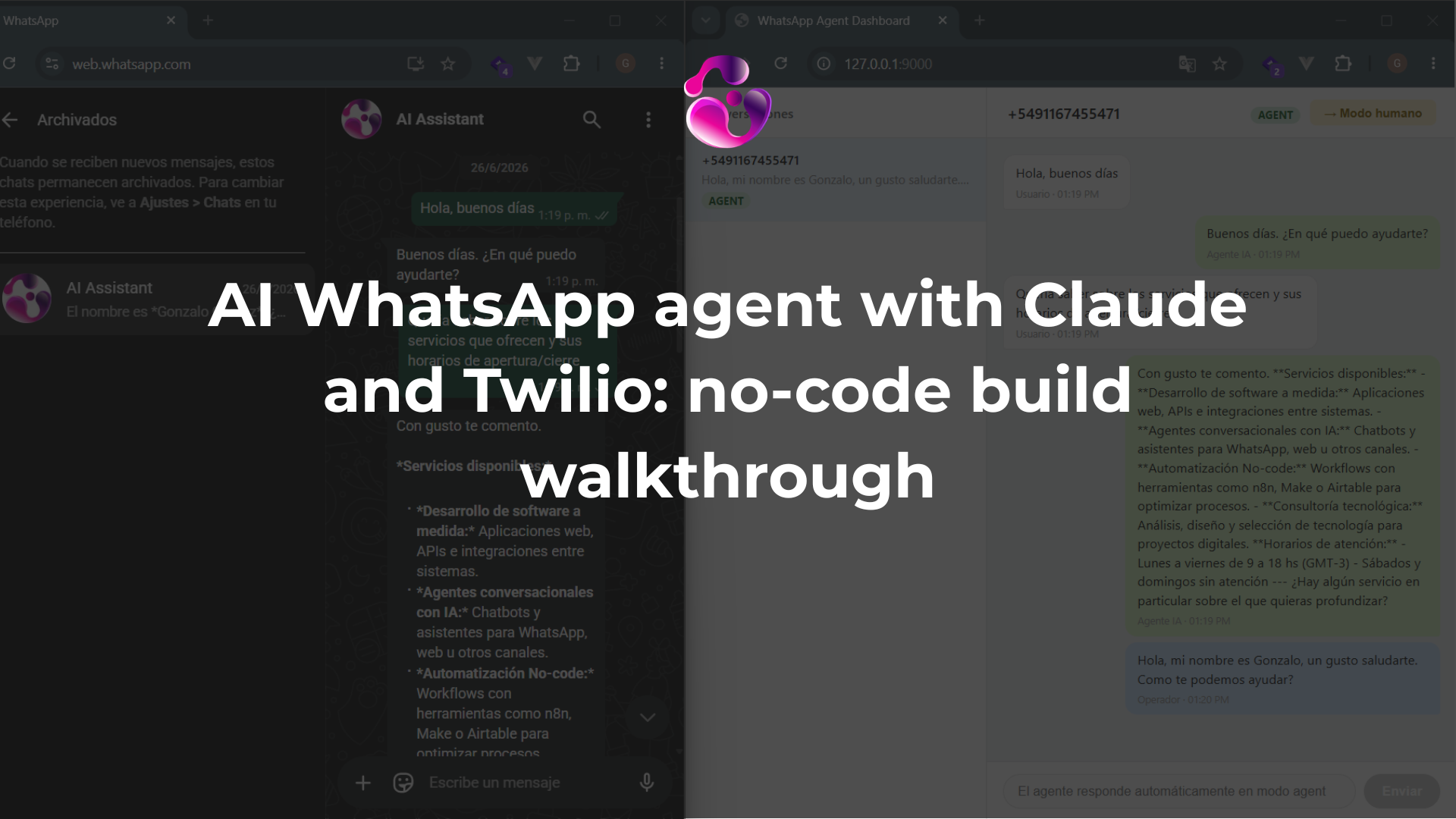 AI WhatsApp agent with Claude and Twilio: no-code build walkthrough
